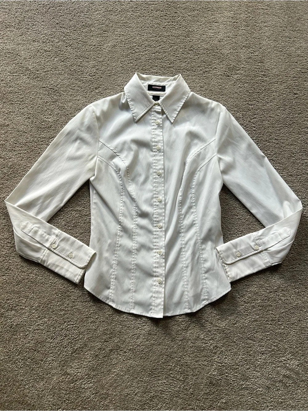 Vintage express white tailored stretch button down shirt